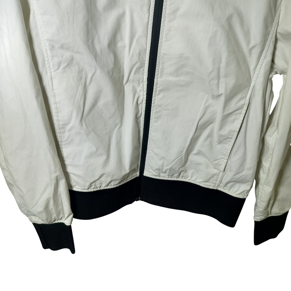BLACKBARRETT by Neil Barrett Mens White Bomber Jacket Black Ribbed Trim Full Zip - Picture 2 of 11
